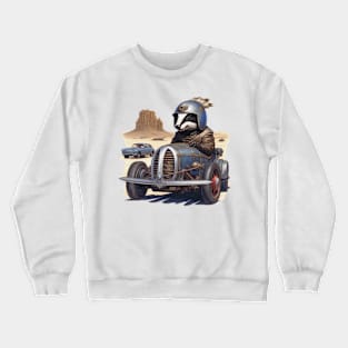 a badger racing a car across the desert Crewneck Sweatshirt